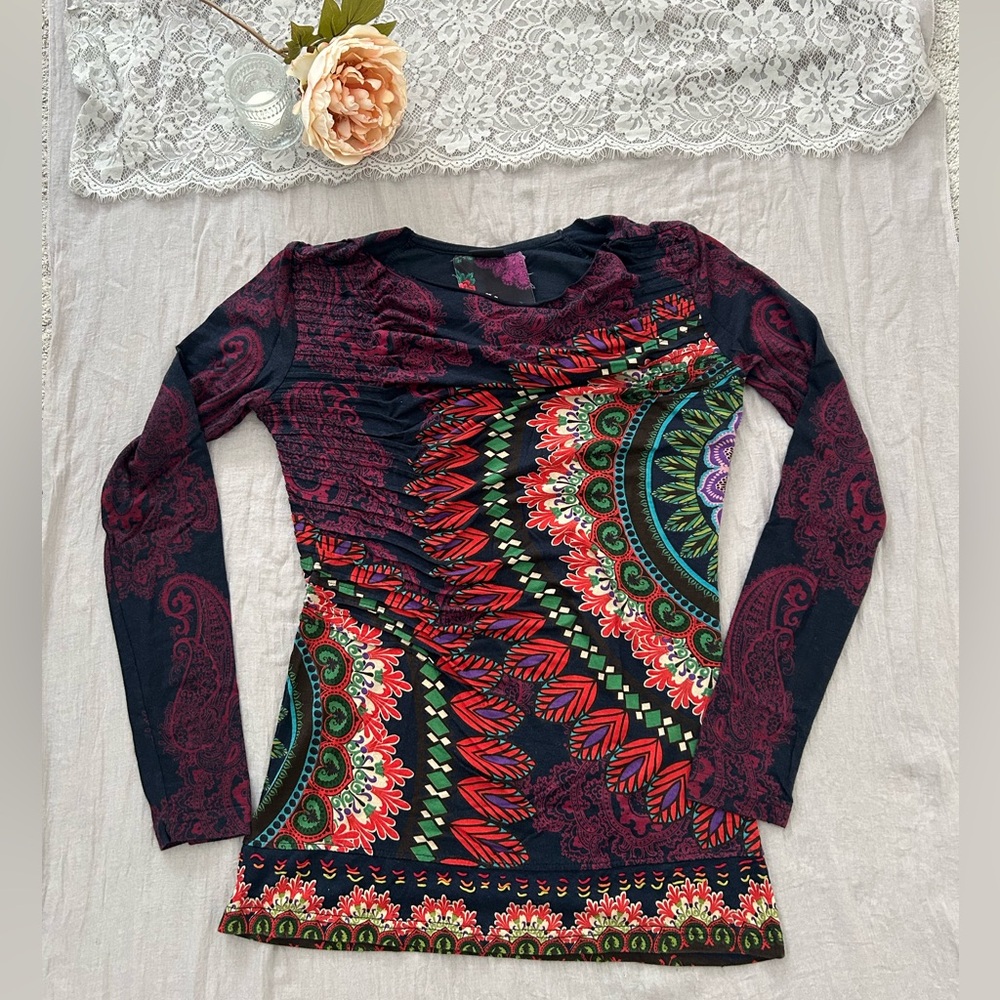Colorful Patterned Long Sleeve Top